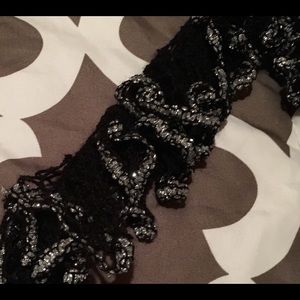 Ruffled Accent Hand Crocheted Scarf